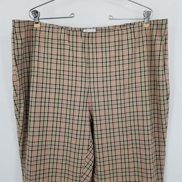 Gently worn- J. Jill Camel Plaid Women's Multicolor Pants Size 20W - Picture 4 of 10